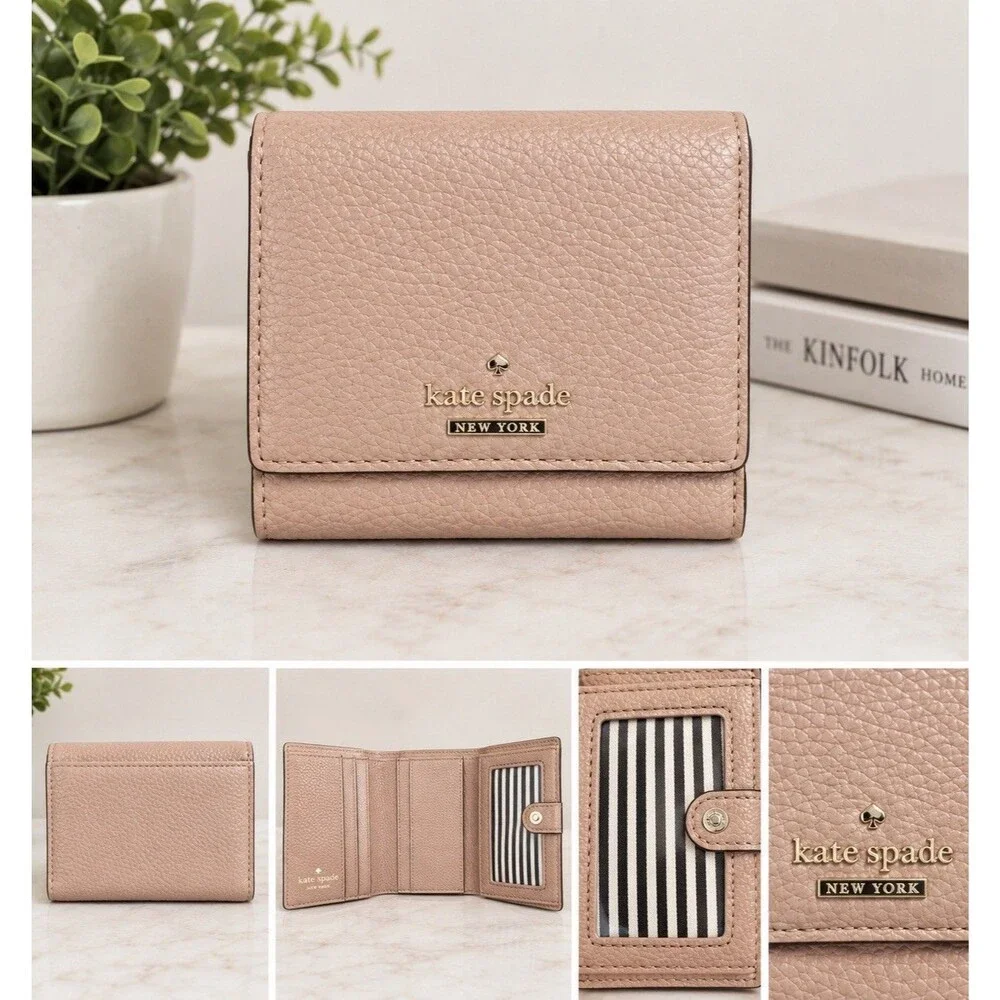 Kate Spade Jackson Street Jada Wallet Pebbled Leather Neutral Beige-Pink 4x4”